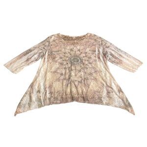 Brittany Black Top Womens 2X Crochet Lace Tunic Shimmer Geometric Boho Beach